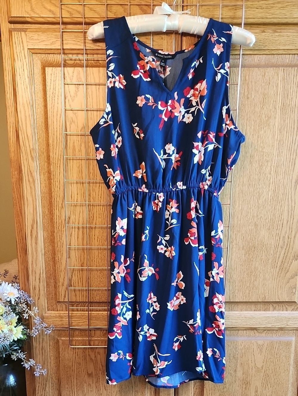 NWT 41 Hawthorn Navy Floral Sleeveless Dress, Size L